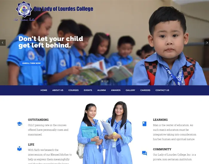 Our Lady of Lourdes College Site Preview