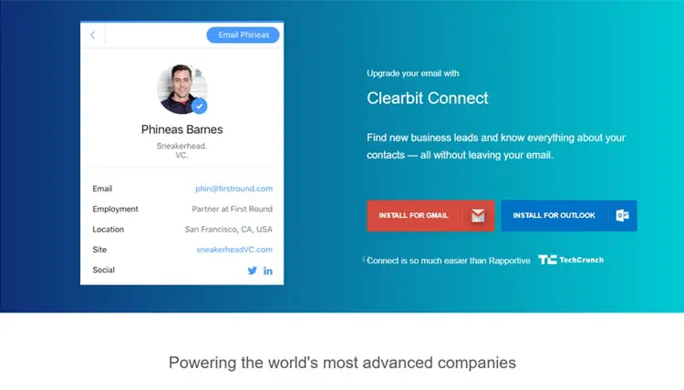 Connect Clearbit Site Preview