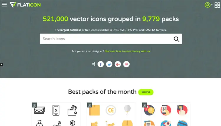 Flaticon.com Site Preview