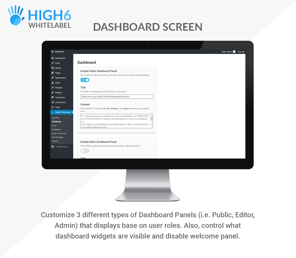 High6 Whitelabel Dashboard Screen