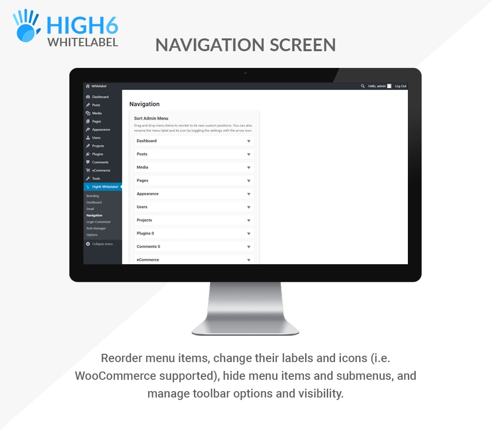 High6 Whitelabel Navigation Screen