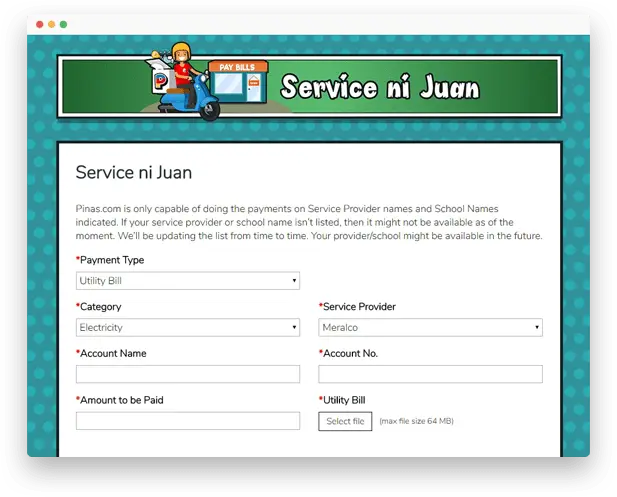 Pinas.com Service ni Juan Form