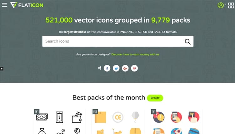 Flaticon.com Site Preview
