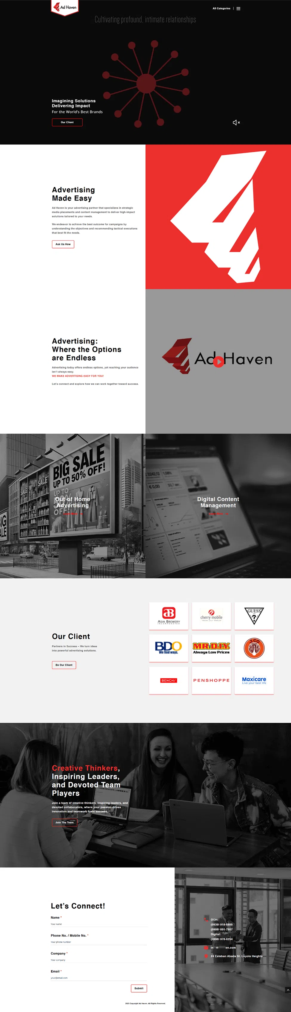 Advertising solutions and client connections