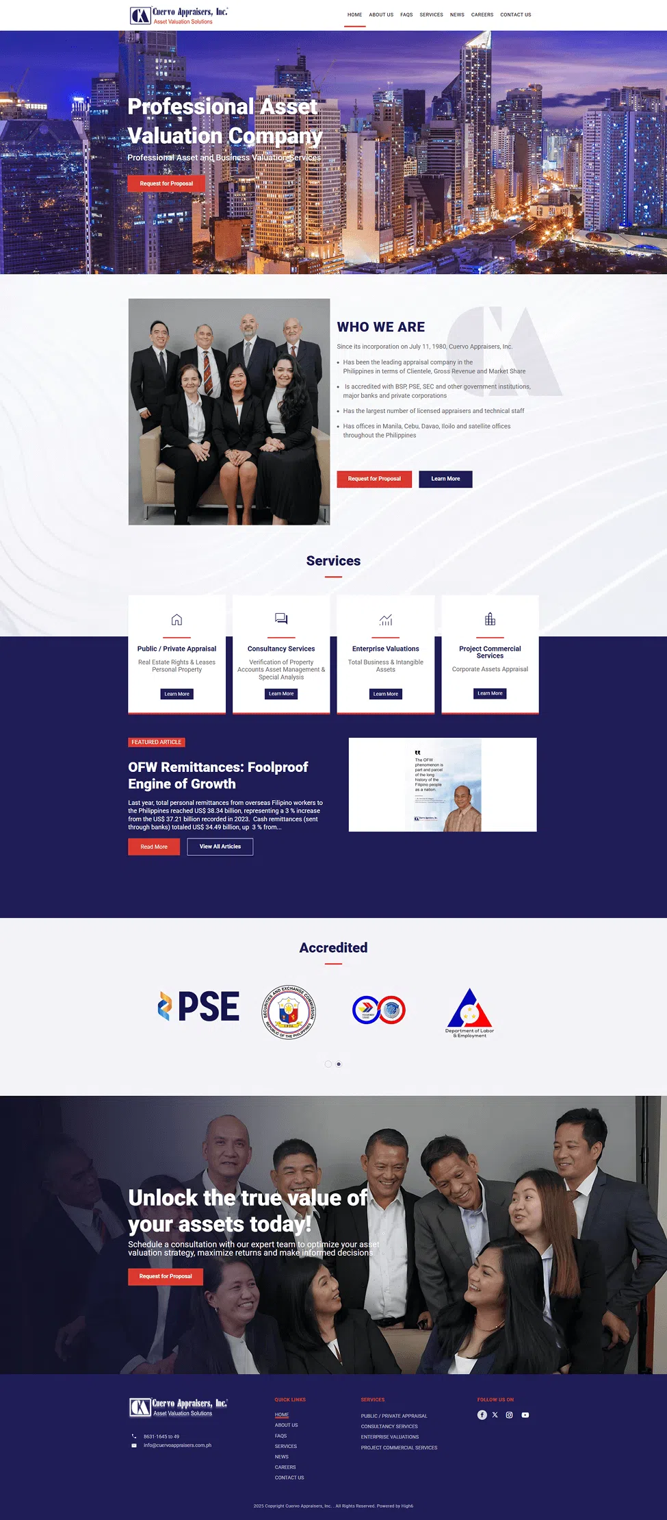 Professional asset valuation company website