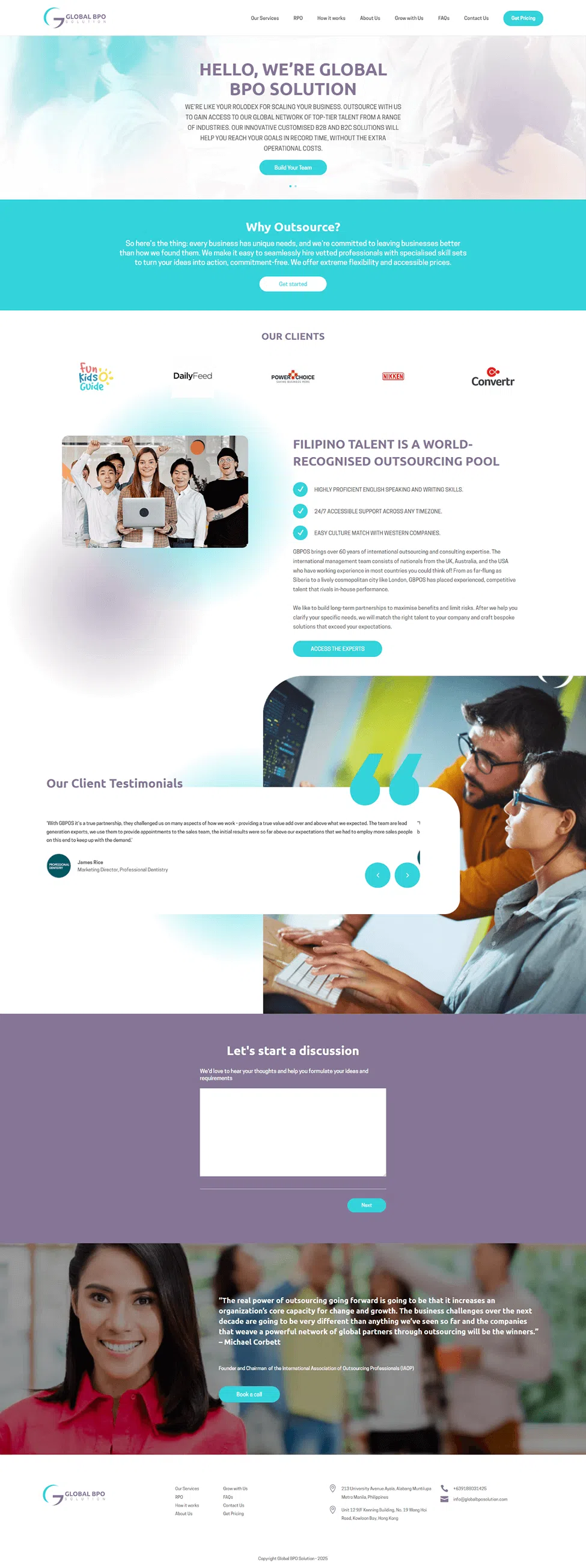 Global BPO solutions and client testimonials
